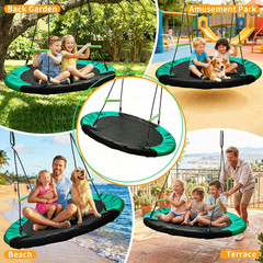 4FT Diameter round Saucer Tree Swing for Backyard Fun,Heavy-Duty Steel Frame wit