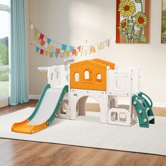 8 in 1 Toddler Climber Slide Playset Outdoor Indoor Slide Playset for Kids