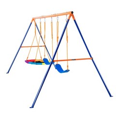VEVOR Swing Sets for Backyard 1 Saucer 2 Belt Swing Seats A-Frame Metal Stand