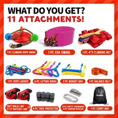 Ninja Warrior Obstacle Course Kids Outdoor Slackline Set w/ Swings & Ladder