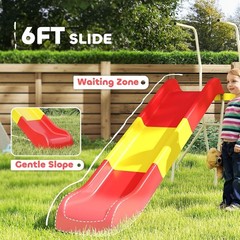 6ft Slide for Kids Metal Freestanding Playground Equipment with Climbing Ladder