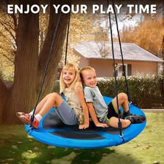 40 Inch Saucer Tree Swing HeavyDuty 900Lb Waterproof Blue Kids Outdoor