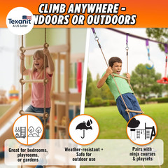 Wooden Rope Ladder for Kids – 6Ft Outdoor Climbing Ladder with Real Wood Rungs,