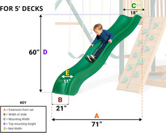 Ws 5032 Olympus Wave Slide 2Piece Plastic Slide for 5′ Decks, Blue