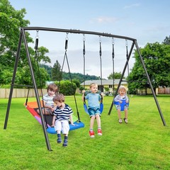 440lb Metal Swing Set with 3 Swings Backyard Heavy Duty Kids Swing Baby Swing