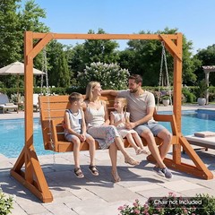 Heavy Duty Wooden Swing Frame for Adults Kids, Stable Frame Porch Swing Bench