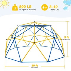 10ft Climbing Dome with Hammock Jungle Gym Monkey Bars Anti-Rust Outdoor Playset