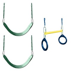 WS 5100 2 Pack of Green Swing Seats with Ring/Trapeze Combo Swing Swing Set R…