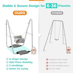 Baby Swing Set for Toddlers 6-36 Months, Foldable & Portable Swing for Gray