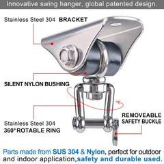 SELEWARE Anti-Squeaking Swing Hanger Silver ( 1 Pack 360° )