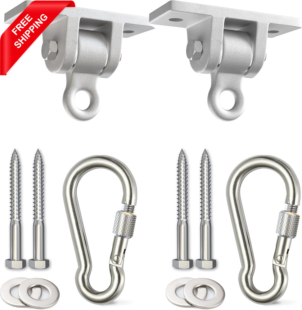 Swing Set Hangers – 2 Heavy Duty Brackets with Locking Snap Hooks for Porch, Pat