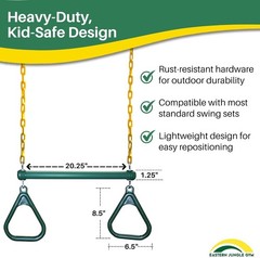 20-Inch Trapeze Bar and Gymnastic Ring Combo – Safe Outdoor Play Equipment