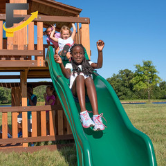 Backyard Discovery Woodridge Elite Cedar Wood Swing Set with Wave Slide Clubhous