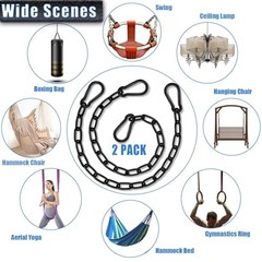 2 Pack Hanging Swing Chain with 4 Carabiners 25in, 660LB 25in×2pcs Black