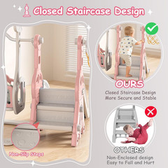Toddler Slide and Swing Set – Baby Slide for Toddlers Age 1-2, with Basketball H
