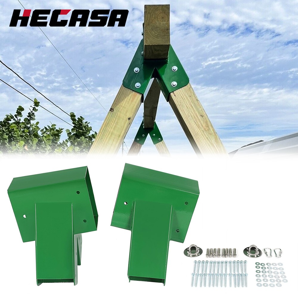 HECASA A-Frame 2 Brackets Swing Set Bracket with Mounting Hardware (Green)