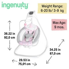 Ingenuity SimpleComfort Lightweight Compact 6-Speed Multi-Direction Baby Swi…