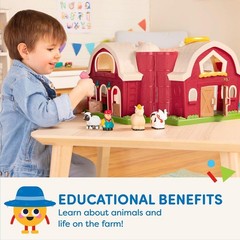 Portable Big Red Barn Playset with Animals – Perfect Learning Toy for Toddlers