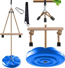 Disc Swing for Kids, Swing Set Accessories, 7FT Height Adjustable Gym Blue