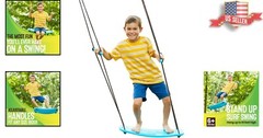Stand Up Outdoor Tree Swing for Kids – Durable Plastic Board – Hang from Up t…