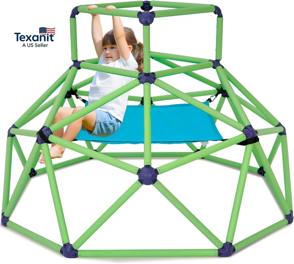 Monkey Bars Climbing Dome with Hammock – Sturdy & Portable Jungle Gym with Hammo