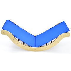 Costway 3-in-1 Kids Climber Set Wooden Arch Triangle Rocker w/ Ramp & Blue Mat