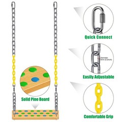 Wooden Swing Seat for & Adults, Non‑Slip Flat Tree Swing Seat with Chain, Pla…
