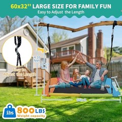 60” Large Rectangle Tree Swing – Heavy Duty 800lb Capacity – Rainbow Color