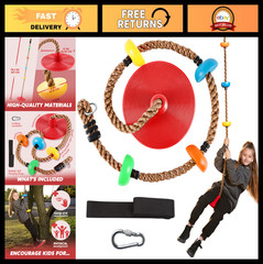 Outdoor Tree Swing for Kids – 6 Ft Climbing Rope, Carabiner & Strap, Multi-Color