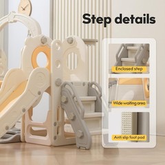Freestanding Toddler Slide with Swing Set 6 in 1 Kids Playset L Shaped for 1-3