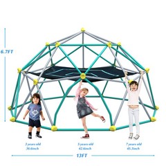 13ft Kids Climbing Dome, Metal Geometric Climber w/ Hammock, UV & Rust Resistant