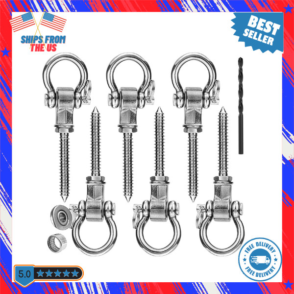 6pcs 5.51in. Heavy Duty Swing Hanger 1500Lb 180° Hardware for Hammock Chair Yoga