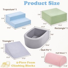 Climbing Toys for Toddlers , Foam Climbing Blocks with Ball Pit for Baby, 5-P…