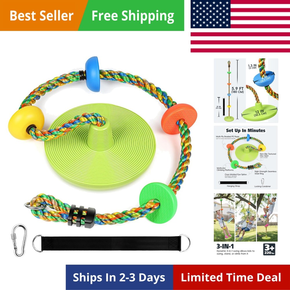 Tree Swing Climbing Rope, Heavy Duty Swings Seat Replacement for Kids Disc Ro…