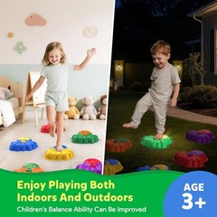 SHXYKZ Water Spraying and Light Up Stepping Stones for Kids, 6 Pcs Durable No