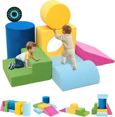 Toddler Climbing Toys Indoor 7-Piece Colourful Foam Climbing Blocks Soft Play