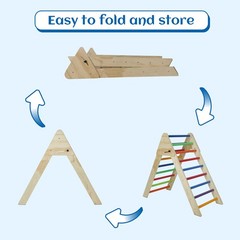 Wooden Foldable Climbing Triangle Ladder Montessori Gym for Kids 1-7