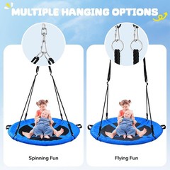 40 Inch Blue Saucer Tree Swing Set for Kids Adults Waterproof Flying Swing Seat