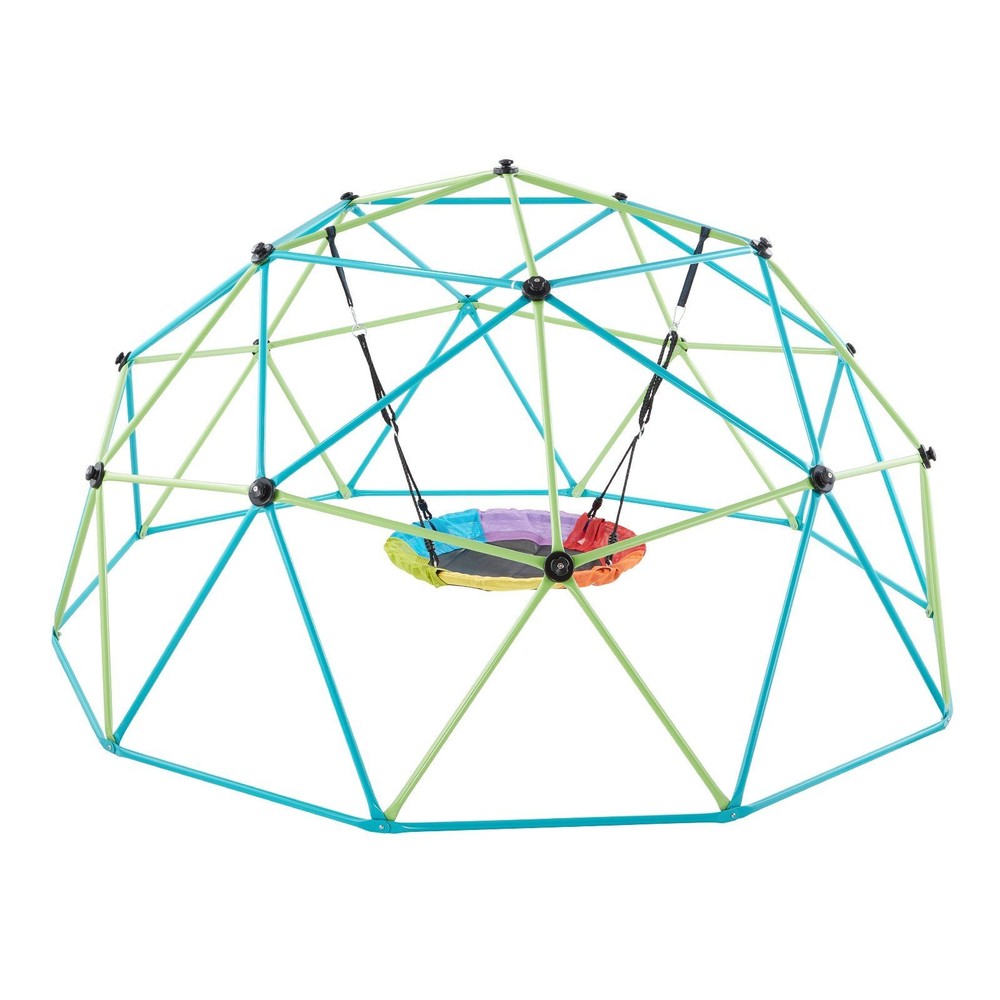 10FT Thickened Steel Climbing Dome Playset w/ Saucer Swing 1000lbs