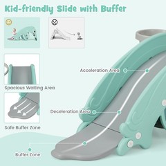 3-in-1 Kids Slide Rocking Horse Set w/ 2-Step Climbing Ladder, Convertible Slide