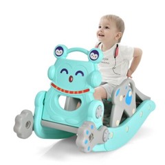 4-in-1 Kids Rocking Horse Toy Children and Slide Set Gift Kids w/Basketball Hoop