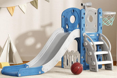 6-in-1 Toddler Slide and Climber Playset with Basketball Hoop and Telescope
