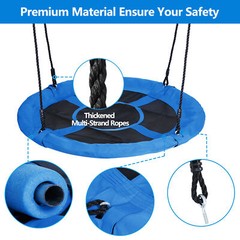 40″ Saucer Tree Swing Set with A-Framed Swing Stand Combo Outdoor for Kids Blue