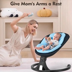 Baby Swing for Infants Bluetooth Electric 5 Speeds 12 Melodies Blue 0-9M