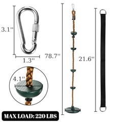 Climbing Rope with Platform and Disc, Tree Swing Seat Set Outdoor Playground