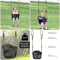 Heavy-Duty High Back Full Bucket Toddler Swing Seat with Locking Carabiners a…