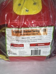 Deluxe High Back Full Bucket Swing w/Chain & Triangle Dip Pinch Protection-Red