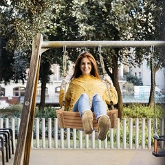 Hanging Wooden Swing, Tree Swings for Adults/Kids with 22.8×9.8×0.6 inch Beige