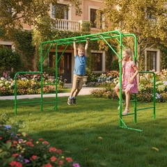 Outdoor Monkey Bars for Backyard with Gymnastics Bars, 400Lbs Heavy Duty Metal M