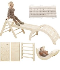 “Pikler Triangle Set with Cushion, 7-in-1 Montessori Climbing Toys for Toddlers”